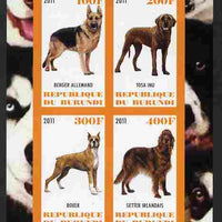 Burundi 2011 Dogs #2 - imperf sheetlet containing 4 values unmounted mint