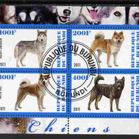 Burundi 2011 Dogs #3 - perf sheetlet containing 4 values fine cto used