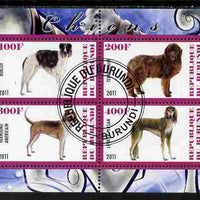 Burundi 2011 Dogs #4 - perf sheetlet containing 4 values fine cto used