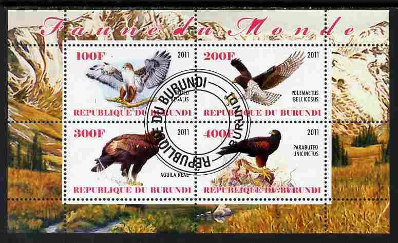 Burundi 2011 Birds of Prey perf sheetlet containing 4 values fine cto used