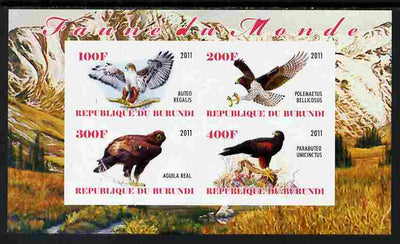 Burundi 2011 Birds of Prey imperf sheetlet containing 4 values unmounted mint