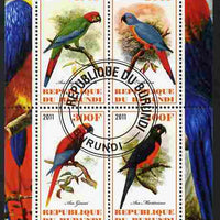 Burundi 2011 Parrots perf sheetlet containing 4 values fine cto used