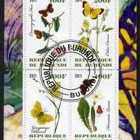 Burundi 2011 Butterflies #1 perf sheetlet containing 4 values fine cto used