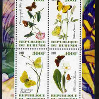 Burundi 2011 Butterflies #1 perf sheetlet containing 4 values unmounted mint