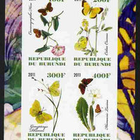 Burundi 2011 Butterflies #1 imperf sheetlet containing 4 values unmounted mint