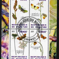 Burundi 2011 Butterflies #2 perf sheetlet containing 4 values fine cto used