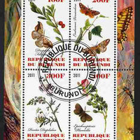 Burundi 2011 Butterflies #3 perf sheetlet containing 4 values fine cto used