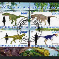 Burundi 2011 Dinosaurs #2 perf sheetlet containing 4 values fine cto used