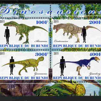 Burundi 2011 Dinosaurs #2 perf sheetlet containing 4 values unmounted mint