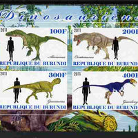 Burundi 2011 Dinosaurs #2 imperf sheetlet containing 4 values unmounted mint