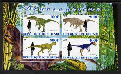 Burundi 2011 Dinosaurs #2 imperf sheetlet containing 4 values unmounted mint