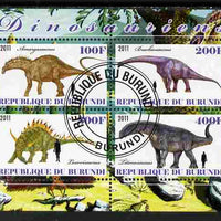 Burundi 2011 Dinosaurs #3 perf sheetlet containing 4 values fine cto used