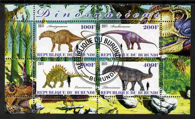Burundi 2011 Dinosaurs #3 perf sheetlet containing 4 values fine cto used