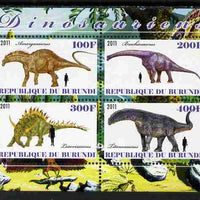 Burundi 2011 Dinosaurs #3 perf sheetlet containing 4 values unmounted mint