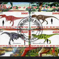 Burundi 2011 Dinosaurs #4 perf sheetlet containing 4 values fine cto used