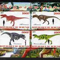 Burundi 2011 Dinosaurs #4 perf sheetlet containing 4 values unmounted mint