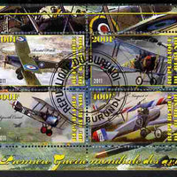Burundi 2011 Aircraft of WW1 #2 perf sheetlet containing 4 values fine cto used