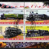 Burundi 2011 Steam Locomotives #1 perf sheetlet containing 4 values fine cto used