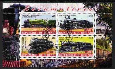 Burundi 2011 Steam Locomotives #1 perf sheetlet containing 4 values fine cto used