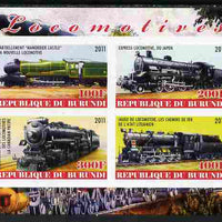 Burundi 2011 Steam Locomotives #1 imperf sheetlet containing 4 values unmounted mint