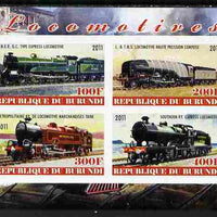 Burundi 2011 Steam Locomotives #2 imperf sheetlet containing 4 values unmounted mint