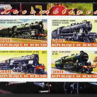 Burundi 2011 Steam Locomotives #3 imperf sheetlet containing 4 values unmounted mint