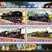 Burundi 2011 Steam Locomotives #4 perf sheetlet containing 4 values unmounted mint