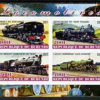Burundi 2011 Steam Locomotives #4 imperf sheetlet containing 4 values unmounted mint