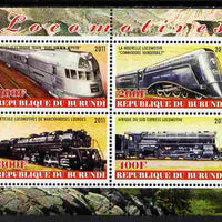 Burundi 2011 Steam Locomotives #5 perf sheetlet containing 4 values unmounted mint