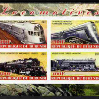 Burundi 2011 Steam Locomotives #5 imperf sheetlet containing 4 values unmounted mint