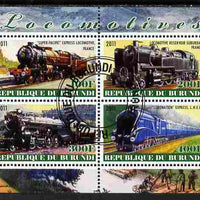 Burundi 2011 Steam Locomotives #6 perf sheetlet containing 4 values fine cto used