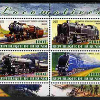 Burundi 2011 Steam Locomotives #6 perf sheetlet containing 4 values unmounted mint