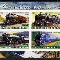 Burundi 2011 Steam Locomotives #6 imperf sheetlet containing 4 values unmounted mint