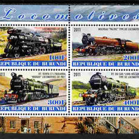 Burundi 2011 Steam Locomotives #7 perf sheetlet containing 4 values unmounted mint