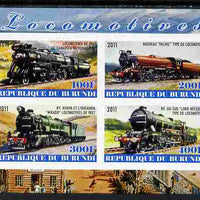 Burundi 2011 Steam Locomotives #7 imperf sheetlet containing 4 values unmounted mint