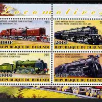 Burundi 2011 Steam Locomotives #8 perf sheetlet containing 4 values unmounted mint