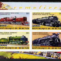 Burundi 2011 Steam Locomotives #8 imperf sheetlet containing 4 values unmounted mint