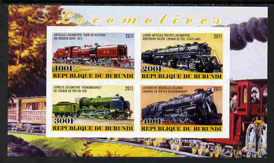 Burundi 2011 Steam Locomotives #8 imperf sheetlet containing 4 values unmounted mint
