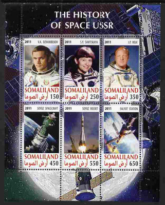 Somaliland 2011 History of Space - USSR #02 perf sheetlet containing 6 values unmounted mint