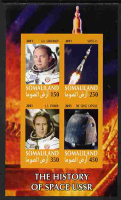 Somaliland 2011 History of Space - USSR #03 imperf sheetlet containing 4 values unmounted mint