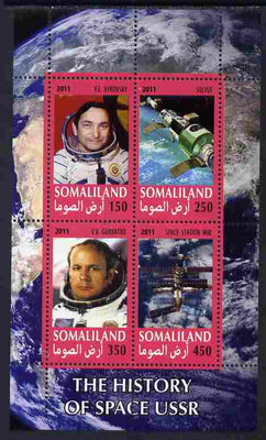 Somaliland 2011 History of Space - USSR #04 perf sheetlet containing 4 values unmounted mint