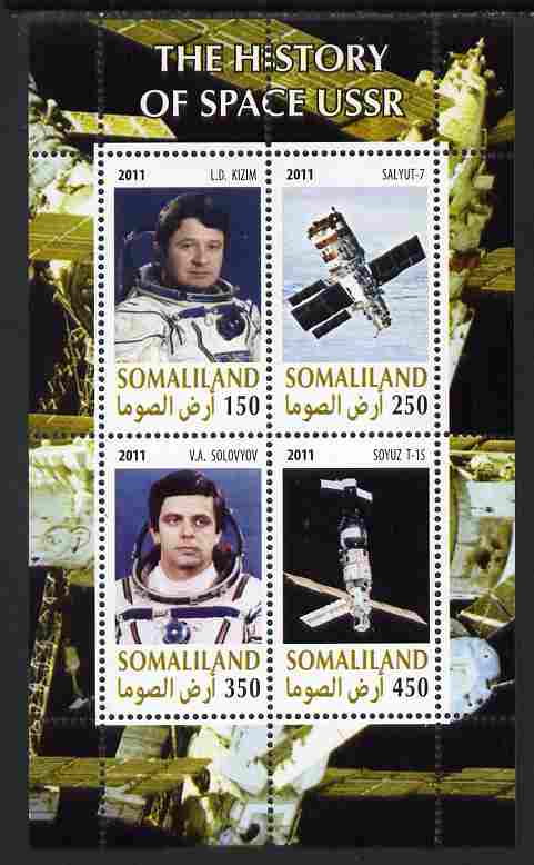 Somaliland 2011 History of Space - USSR #05 perf sheetlet containing 4 values unmounted mint