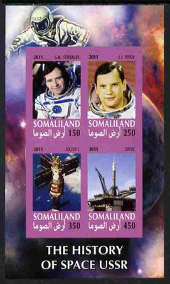 Somaliland 2011 History of Space - USSR #07 imperf sheetlet containing 4 values unmounted mint