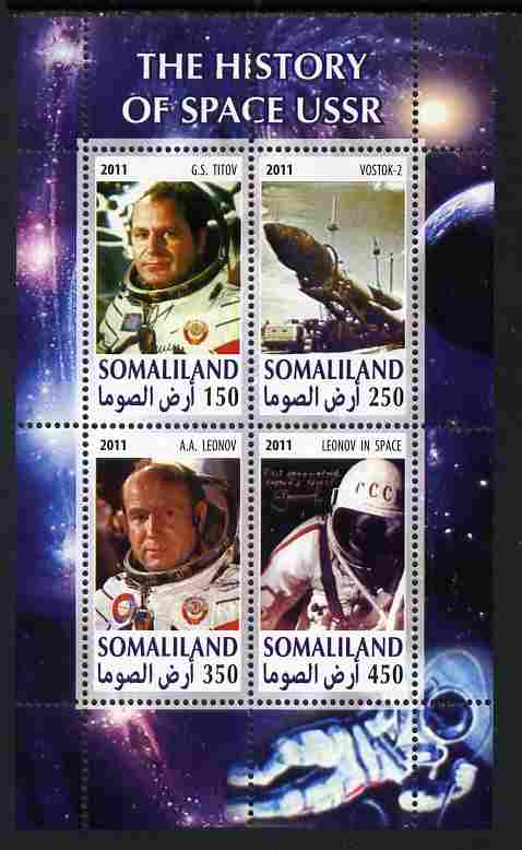 Somaliland 2011 History of Space - USSR #09 perf sheetlet containing 4 values unmounted mint