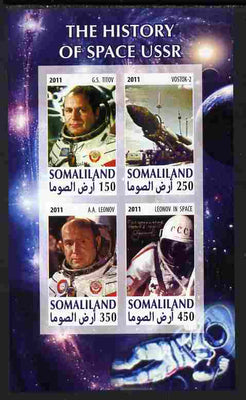 Somaliland 2011 History of Space - USSR #09 imperf sheetlet containing 4 values unmounted mint