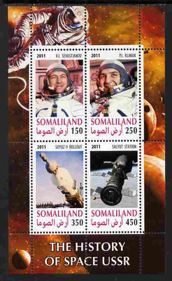 Somaliland 2011 History of Space - USSR #10 perf sheetlet containing 4 values unmounted mint