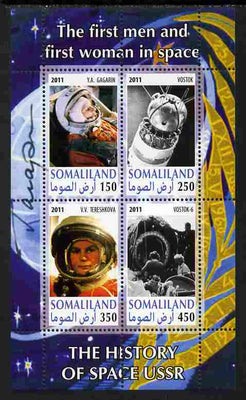 Somaliland 2011 History of Space - USSR #11 perf sheetlet containing 4 values unmounted mint