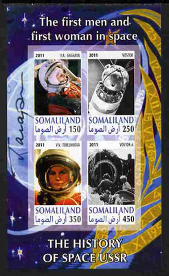 Somaliland 2011 History of Space - USSR #11 imperf sheetlet containing 4 values unmounted mint