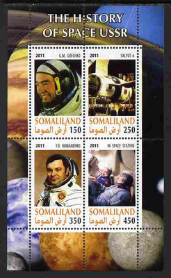 Somaliland 2011 History of Space - USSR #14 perf sheetlet containing 4 values unmounted mint