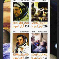 Somaliland 2011 History of Space - USSR #14 imperf sheetlet containing 4 values unmounted mint